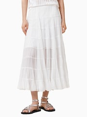 AllSaints White Eva Tiered Maxi Skirt - Image 2 of 9