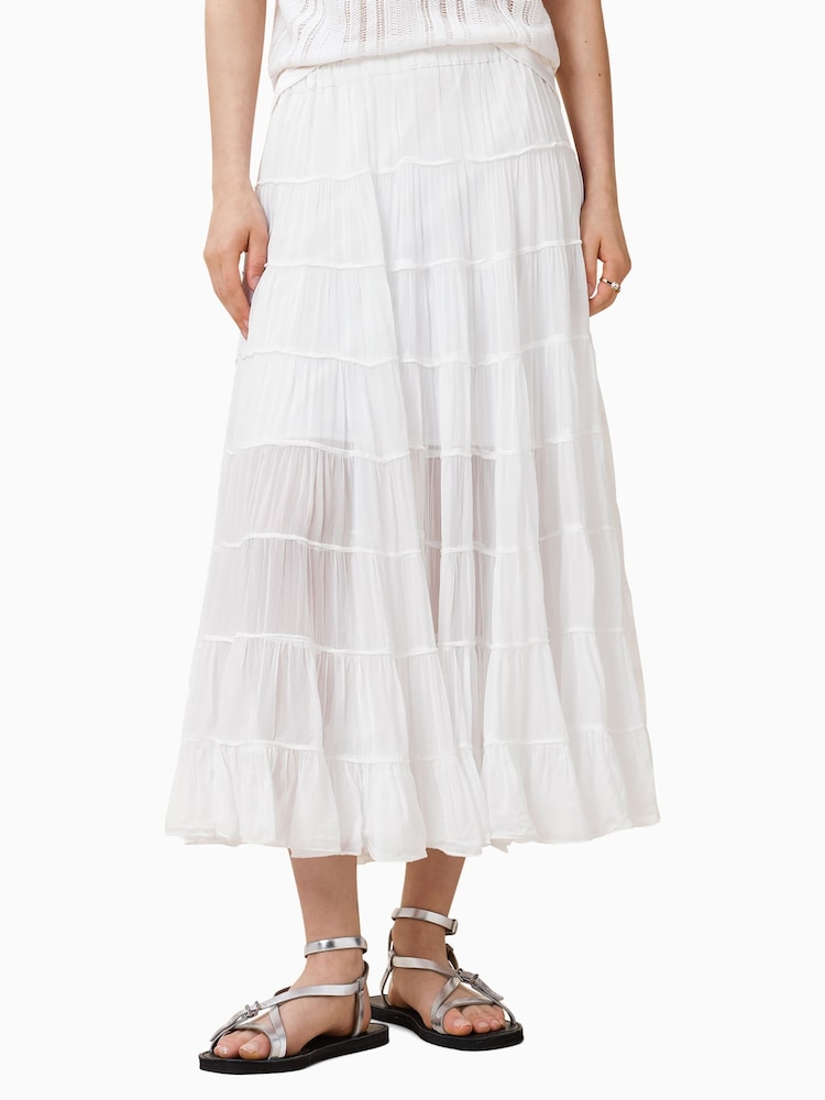 AllSaints White Eva Tiered Maxi Skirt - Image 2 of 9