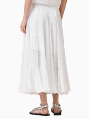 AllSaints White Eva Tiered Maxi Skirt - Image 7 of 9