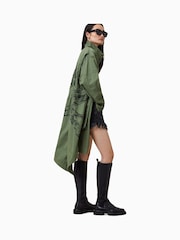 AllSaints Green Milla Bird Print Parka Jacket - Image 4 of 9