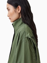 AllSaints Green Milla Bird Print Parka Jacket - Image 6 of 9