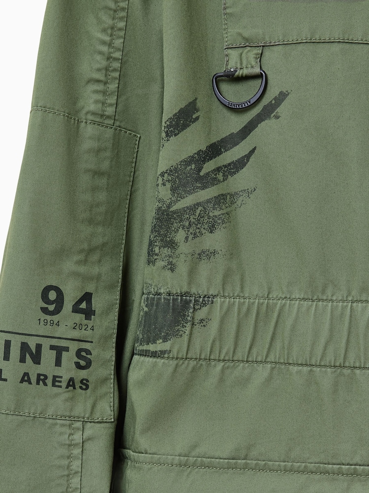 AllSaints Green Milla Bird Print Parka Jacket - Image 9 of 9