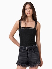 AllSaints Vera Lace Bodycon Bodysuit - Изображение 1 из 6