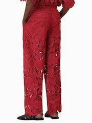AllSaints Red Straight Fit Charli Embroidered Trousers - Image 6 of 8