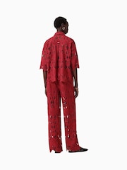 AllSaints Red Straight Fit Charli Embroidered Trousers - Image 7 of 8