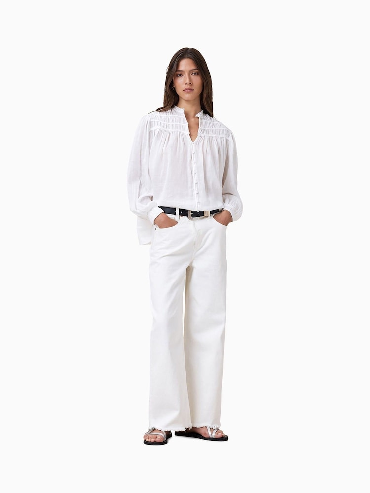 AllSaints Etti Linen Round Neck Blouse - Imagen 1 de 7