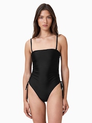 AllSaints Black Court Strapless Swimsuit - Image 1 of 7