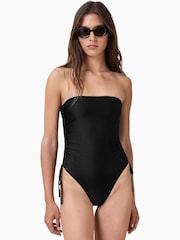AllSaints Black Court Strapless Swimsuit - Image 4 of 7