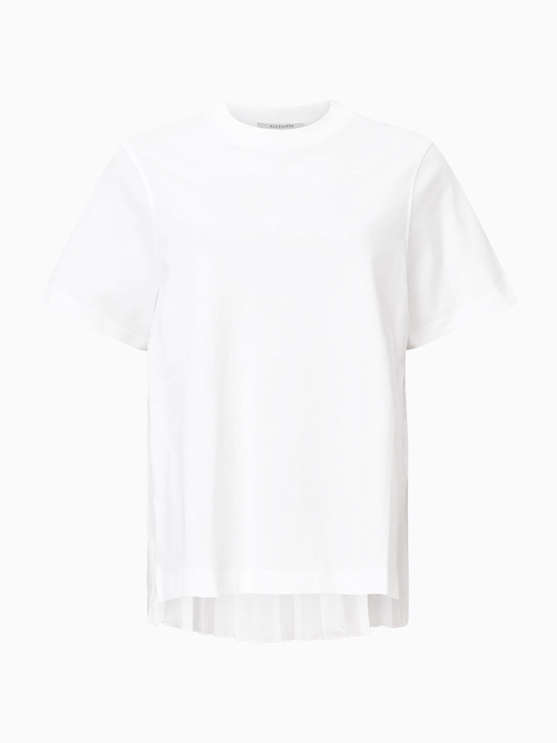 Buy AllSaints White Pia Hybrid Mix Crew Neck T-Shirt from