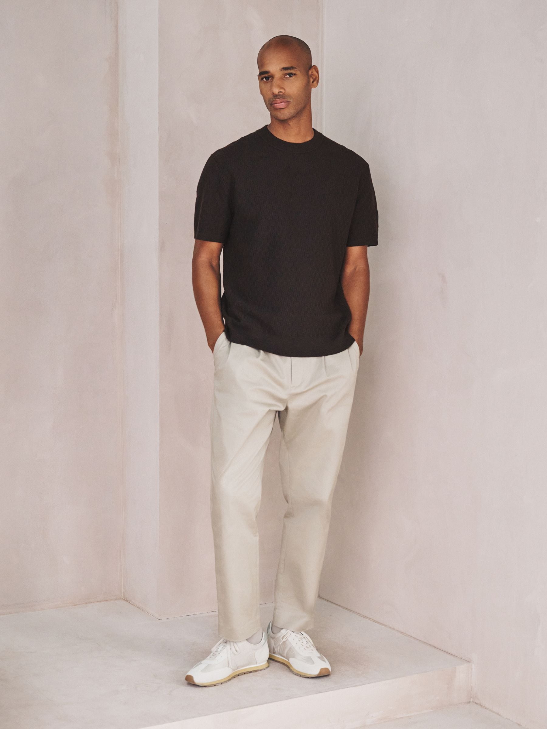 Buy Brown N. Premium Ultrasoft Smart Textured Knitted T-Shirt from