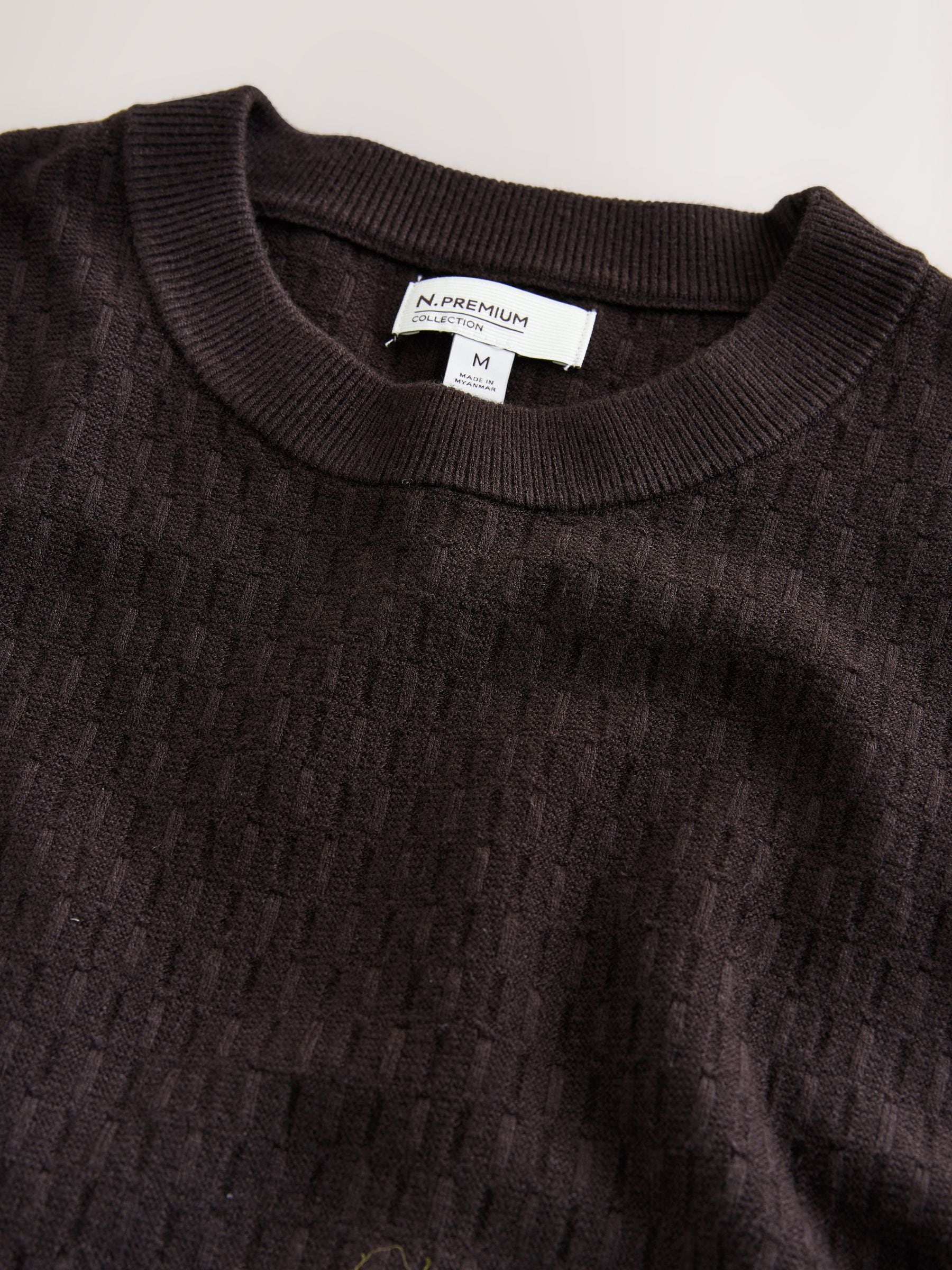 Buy Brown N. Premium Ultrasoft Smart Textured Knitted T-Shirt from
