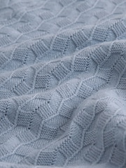 Light Blue N. Premium Regular Fit Textured Knit Short Sleeve Zip Neck Polo Shirt - Image 6 of 7