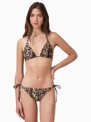 AllSaints Brown Saph Leopard Print Bikini Top - Image 2 of 6