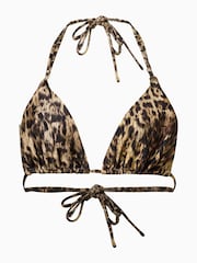 AllSaints Brown Saph Leopard Print Bikini Top - Image 6 of 6