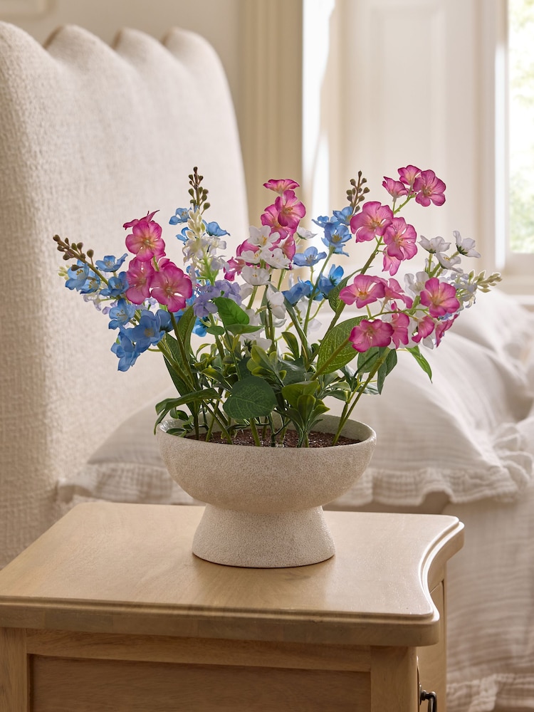 Multi Bright Artificial Florals In Ceramic Bowl - Image 1 of 4 Multi Bright Artificial Florals In Ceramic Bowl - Image 1 of 4