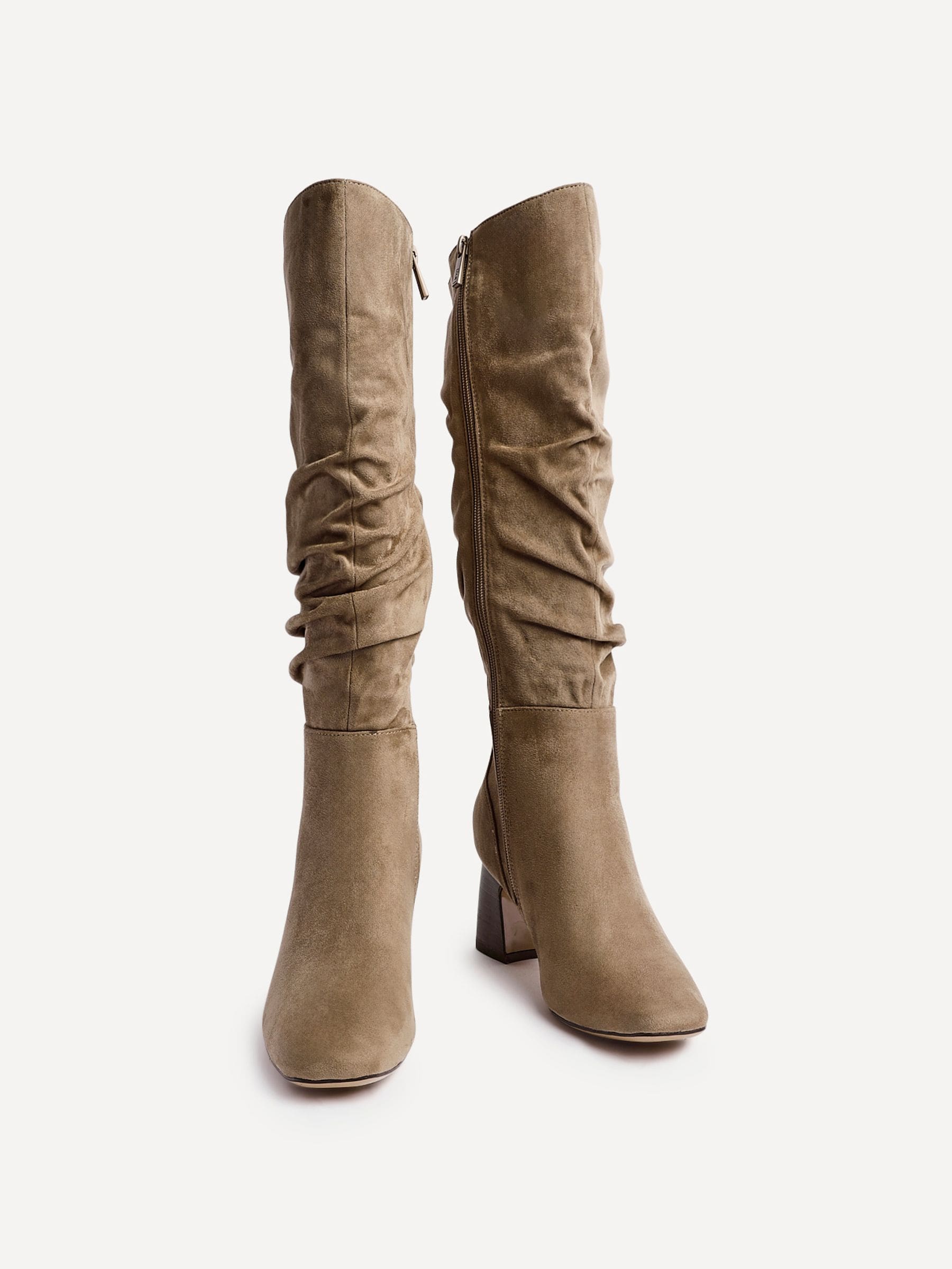 Buy Linzi Mocha Alpine Ruched High Leg Boots from Next USA