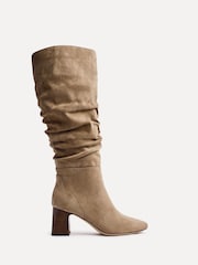 Linzi Brown Alpine Ruched High Leg Stacked Block Heel Boots - Image 4 of 7