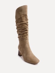 Linzi Brown Alpine Ruched High Leg Stacked Block Heel Boots - Image 5 of 7