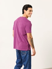 FatFace Henley Plum Purple Woodside Slub Tshirt - Image 2 of 6