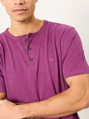 FatFace Henley Plum Purple Woodside Slub Tshirt - Image 5 of 6