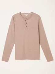 FatFace Henley Natural Long Sleeve Woodside Slub - Image 6 of 6
