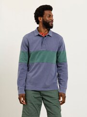 FatFace Denim Dark Blue Long Sleeve Rugby Stripe Polo - Image 1 of 5