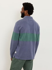 FatFace Denim Dark Blue Long Sleeve Rugby Stripe Polo - Image 2 of 5