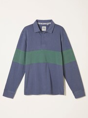 FatFace Denim Dark Blue Long Sleeve Rugby Stripe Polo - Image 5 of 5