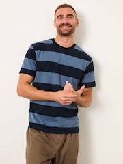 FatFace Navy Short Sleeve Striped Tshirts 2 Pack - Image 2 of 6