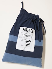 FatFace Navy Short Sleeve Striped Tshirts 2 Pack - Image 6 of 6