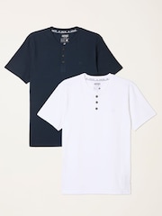 FatFace Henley White Short Sleeve Tshirts 2 Pack - Image 1 of 8