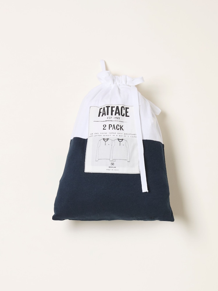 FatFace White Long Sleeve Henley Tshirts 2 Pack - Image 7 of 7 FatFace White Long Sleeve Henley Tshirts 2 Pack - Image 7 of 7