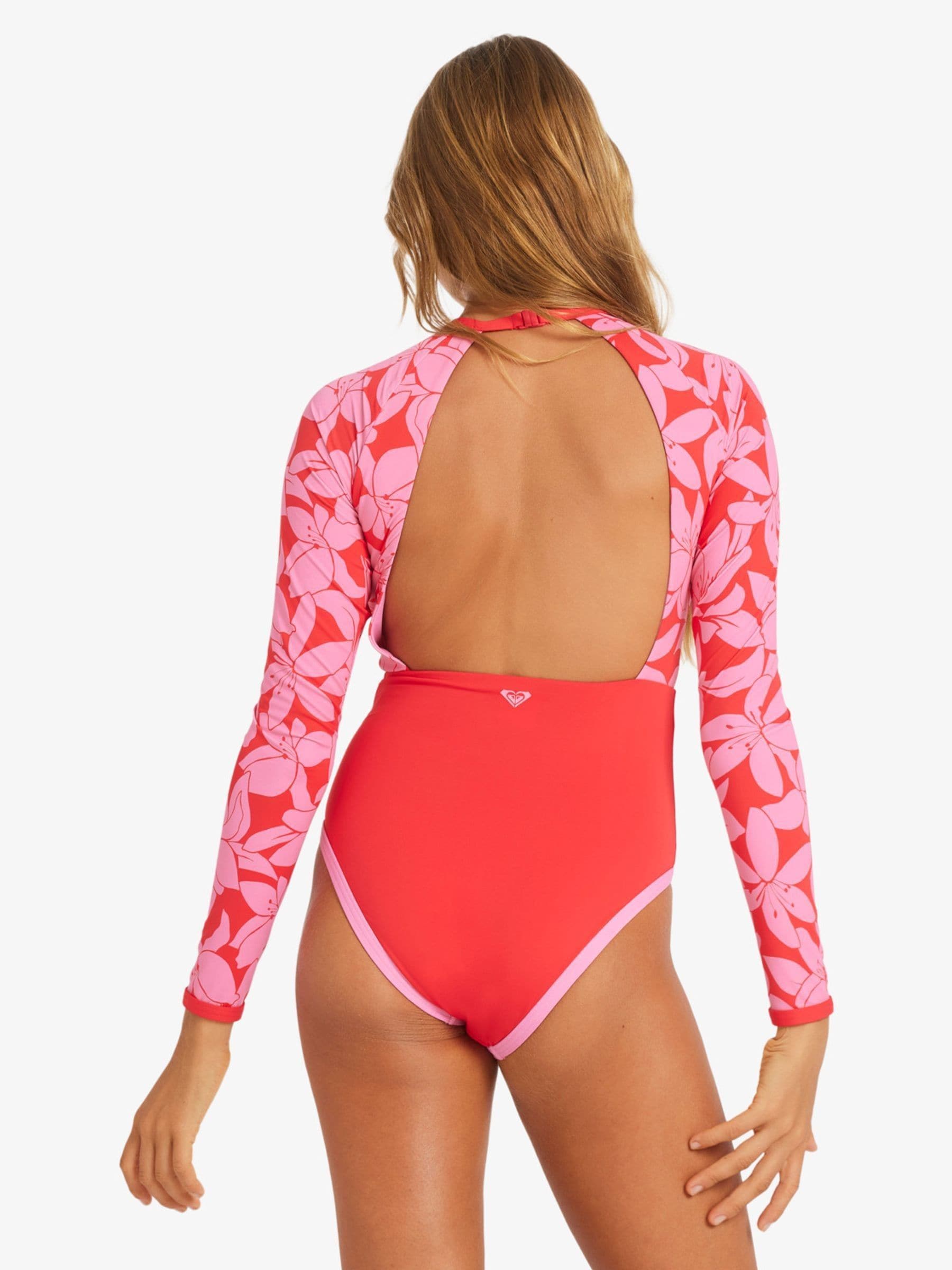 Buy Roxy Red Floral Print Khloe Long Sleeve Swimsuit from Next USA
