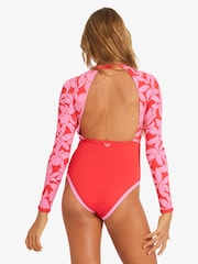 Roxy Red Floral Print Khloe Long Sleeve Swimsuit - Image 3 of 5