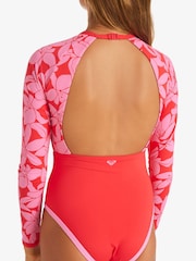 Roxy Red Floral Print Khloe Long Sleeve Swimsuit - Image 4 of 5