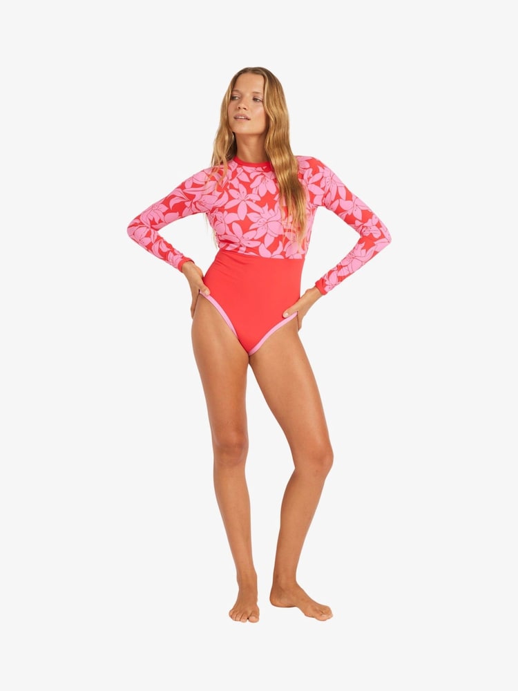 Roxy Red Floral Print Khloe Long Sleeve Swimsuit - Image 5 of 5