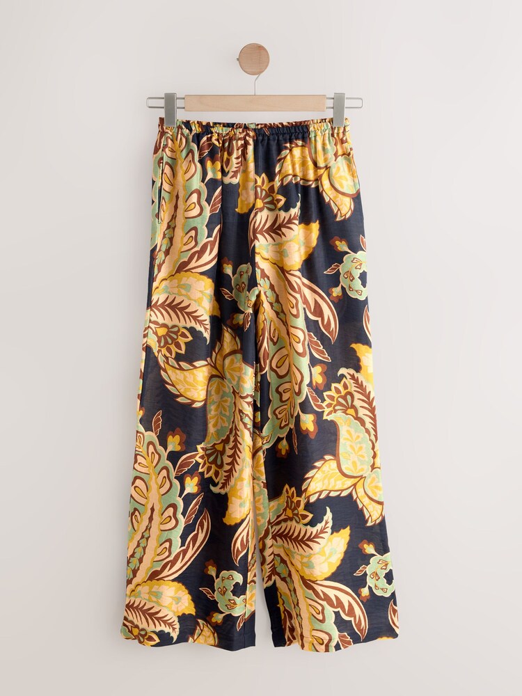 أسود/أخضر - Wide Leg Summer Trouser - صورة 1 من 3 أسود/أخضر - Wide Leg Summer Trouser - صورة 1 من 3