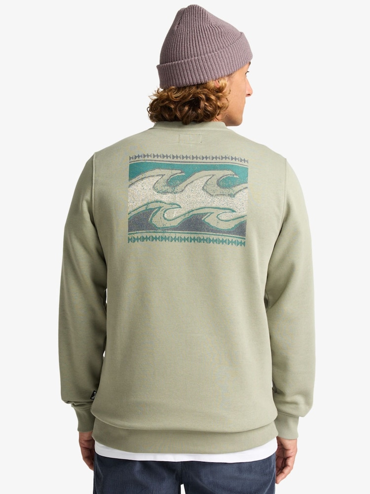Billabong Grey Foundation Backprint Graphic Logo Sweatshirt - Image 2 of 7 Billabong Grey Foundation Backprint Graphic Logo Sweatshirt - Image 2 of 7