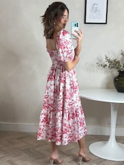 Style Cheat Pink Leighton Puff Sleeve Midi Dress - Image 2 of 4