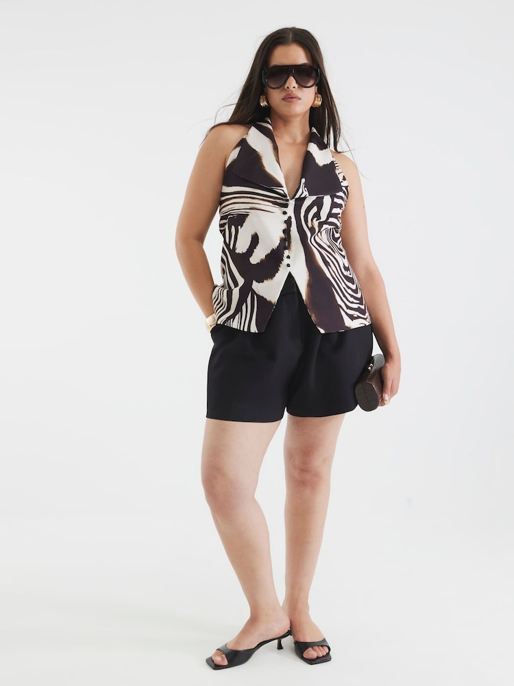 River Island Brown Zebra Print Waistcoat - Image 2 of 6