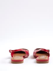 River Island Red Sling Back Chisel Toe Flat Shoes - Image 4 of 6