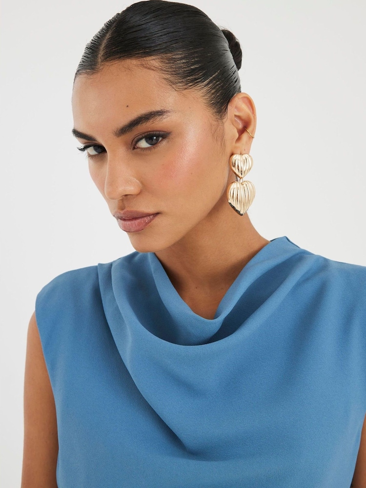 River Island Blue Cowl Neck Midaxi Dress - Image 4 of 4