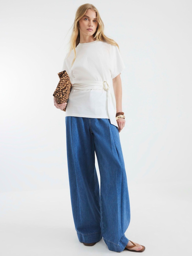 River Island White Belted T-Shirt - Image 1 of 4