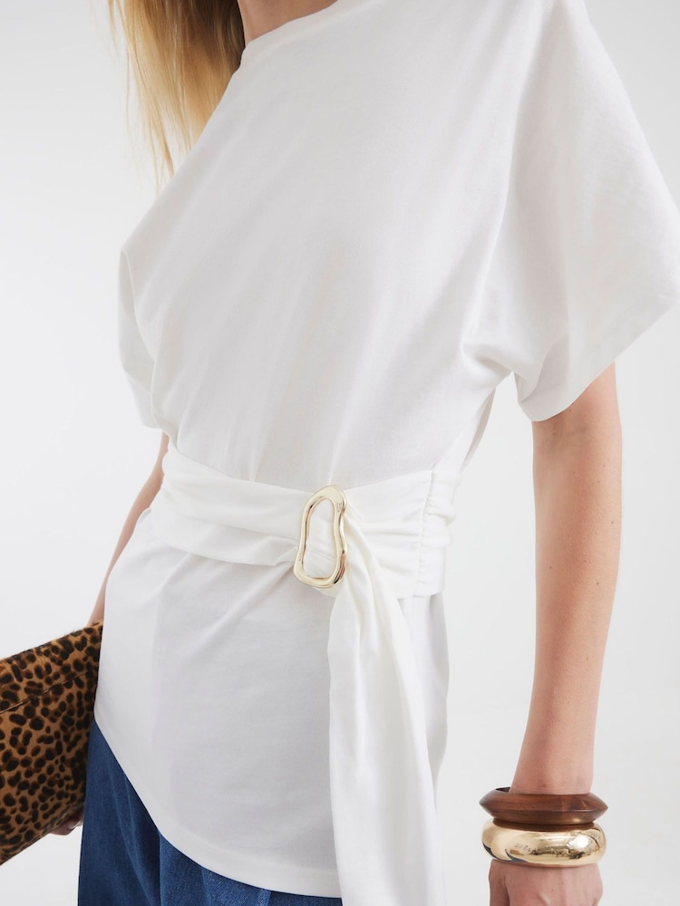 River Island White Belted T-Shirt - Image 2 of 4