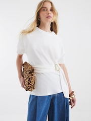 River Island White Belted T-Shirt - Image 3 of 4