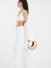 River Island White High Rise Button Palazzo Jeans - Image 3 of 4
