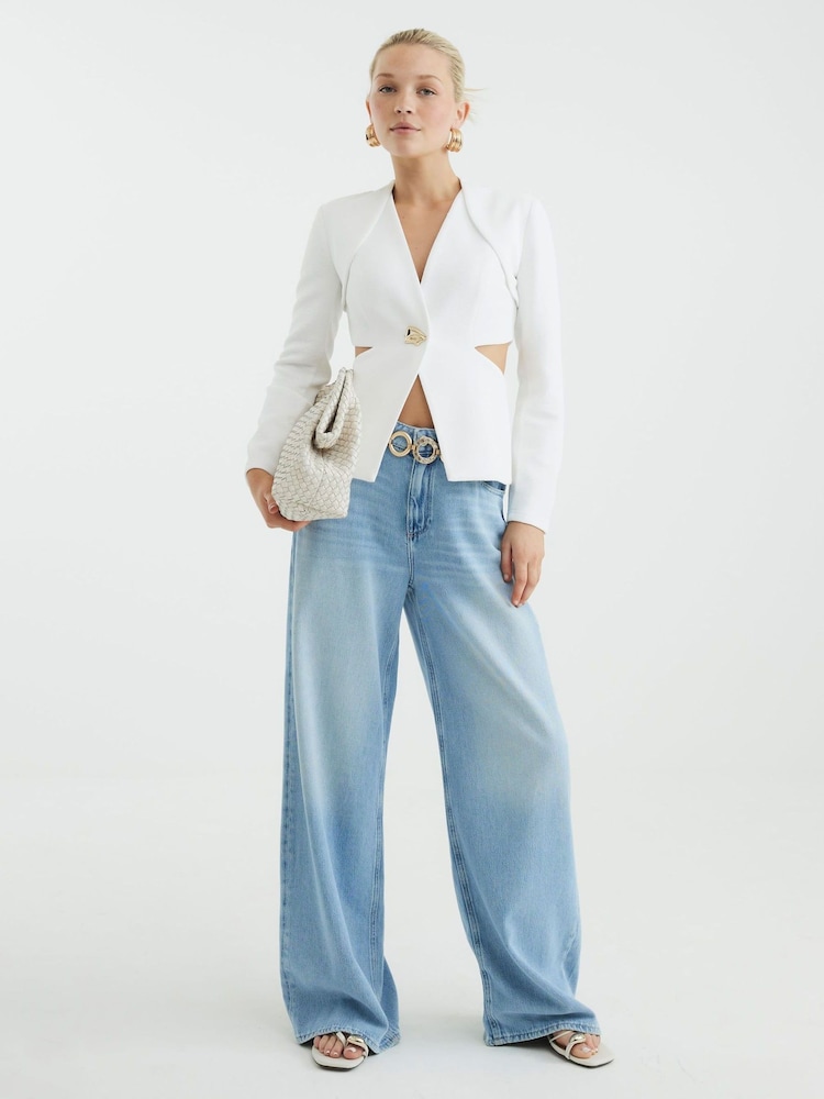 River Island White Cut Out Blazer - Image 1 of 4