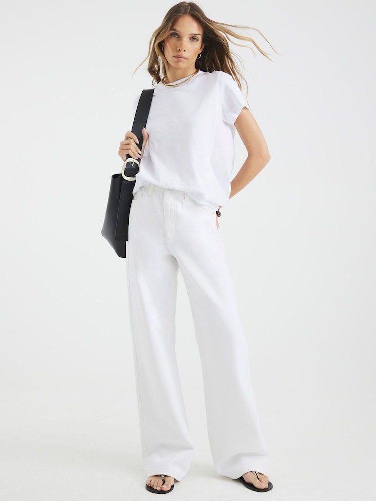 River Island White Poplin Bow Back T-Shirt - Image 1 of 3
