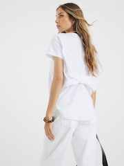 River Island White Poplin Bow Back T-Shirt - Image 2 of 3