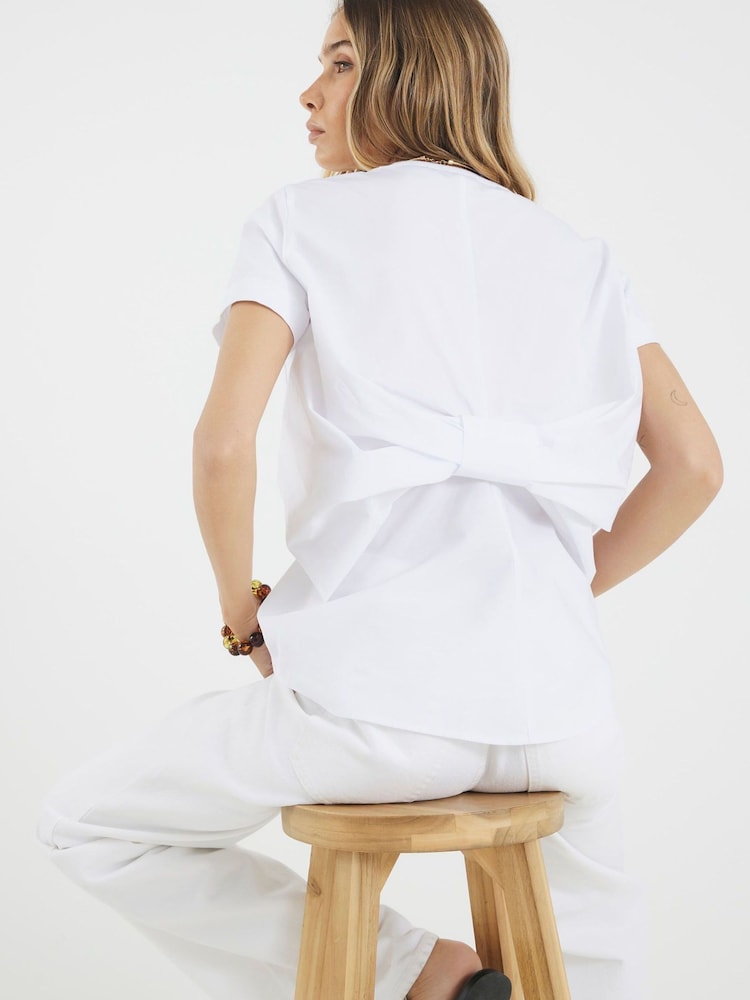 River Island White Poplin Bow Back T-Shirt - Image 3 of 3